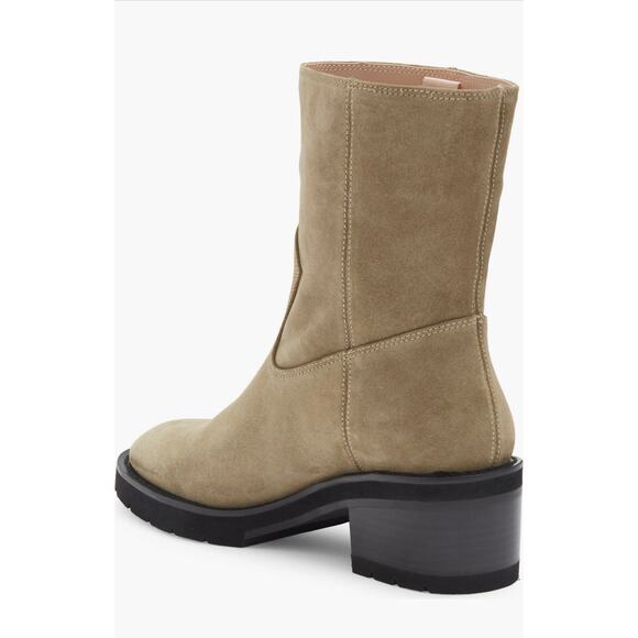 Stuart Weitzman Boulevard Moto Bootie Tan Size 10 NEW Suede Leather Lug Sole - Picture 2 of 9